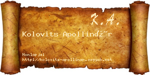 Kolovits Apollinár névjegykártya